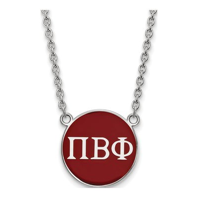 Pi Beta Phi Sterling Silver Large Enamel Necklace