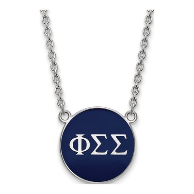 Phi Sigma Sigma Sterling Silver Sorority Greek Letters Large Color Enamel Necklace
