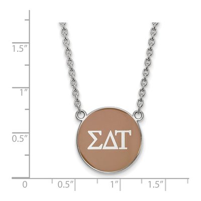 Sigma Delta Tau Sterling Silver Sorority Greek Letters Large Color Enamel Necklace – view 2