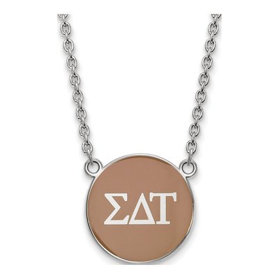 Sigma Delta Tau Sterling Silver Sorority Greek Letters Large Color Enamel Necklace