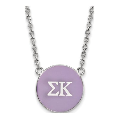Sigma Kappa Sterling Silver Large Enamel Pendant Necklace