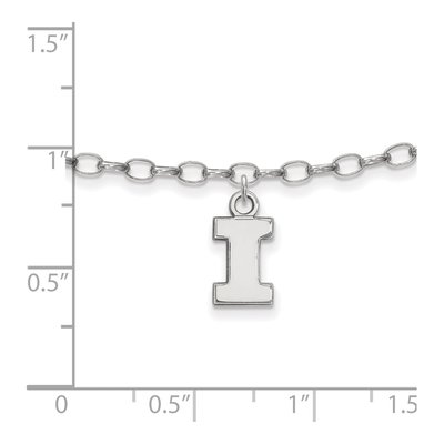 University of Illinois Sterling Silver Extra Small Letter I Anklet – view 2