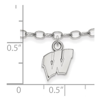 University of Wisconsin Sterling Silver Extra Small Badgers 'w' Letter W Anklet – view 2