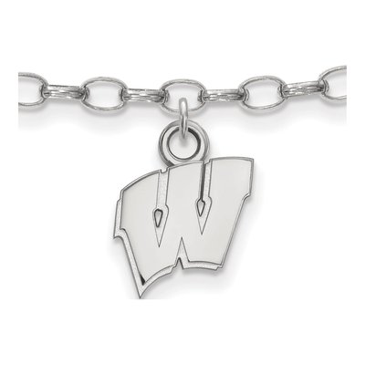 University of Wisconsin Sterling Silver Extra Small Badgers 'w' Letter W Anklet
