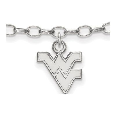 West Virginia University Sterling Silver Extra Small W-V 9-inch Anklet