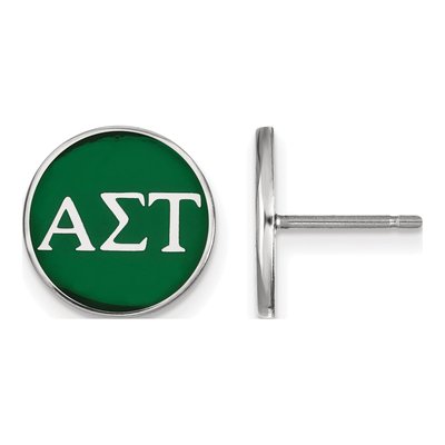 Alpha Sigma Tau Sterling Silver Enamel Stud Earrings