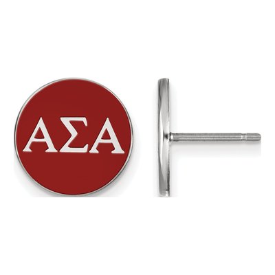 Alpha Sigma Alpha Sterling Silver Enamel Stud Earrings