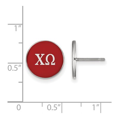 Chi Omega Sterling Silver Enamel Button Stud Earrings – view 2