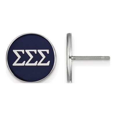 Sigma Sigma Sigma Sterling Silver Tri Stud Earrings