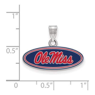 University of Mississippi Sterling Silver Small Ole Miss Rebels Enamel Pendant – view 2