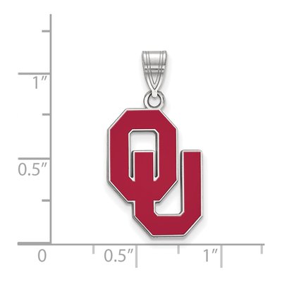 University of Oklahoma Sterling Silver Large O-U Enameled Pendant – view 2