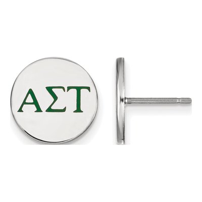 Alpha Sigma Tau Sterling Silver Enamel Stud Earrings