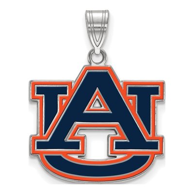 Auburn University Sterling Silver A-U Large Enameled Pendant