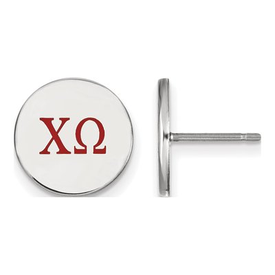 Chi Omega Sterling Silver Sorority Enamel Stud Earrings