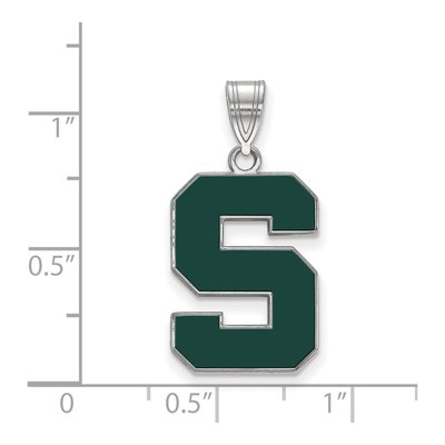 Michigan State University Sterling Silver Large Enamel Letter S Pendant – view 2