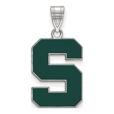 Michigan State University Sterling Silver Large Enamel Letter S Pendant