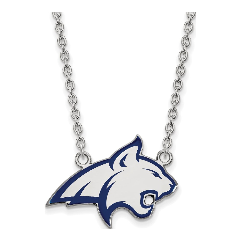 Montana State University Sterling Silver Large Bobcat Pendant Necklace