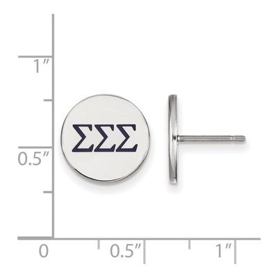 Sigma Sigma Sigma Sterling Silver Tri Sorority Stud Earrings – view 2
