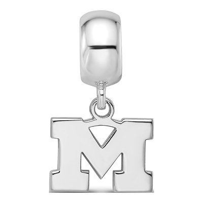 University of Michigan Sterling Silver Extra Small Letter M Dangle Bead – view 4