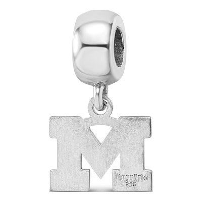University of Michigan Sterling Silver Extra Small Letter M Dangle Bead – view 6