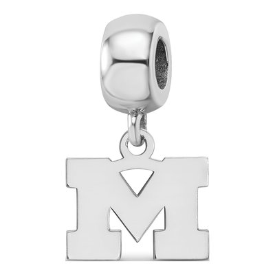 University of Michigan Sterling Silver Extra Small Letter M Dangle Bead