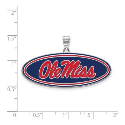 University of Mississippi Sterling Silver Large Ole Miss Enamel Pendant – view 2