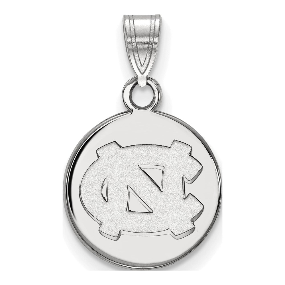 Sterling Silver Rhodium-Plated Logoart University Of North Carolina N-C Small Disc Pendant