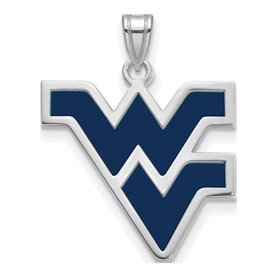 West Virginia University Sterling Silver Large WVU Enameled Pendant