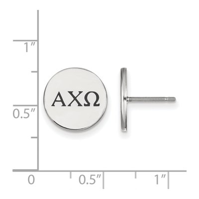Alpha Chi Omega Sterling Silver Sorority Greek Letters Black Enamel Stud Earrings – view 2