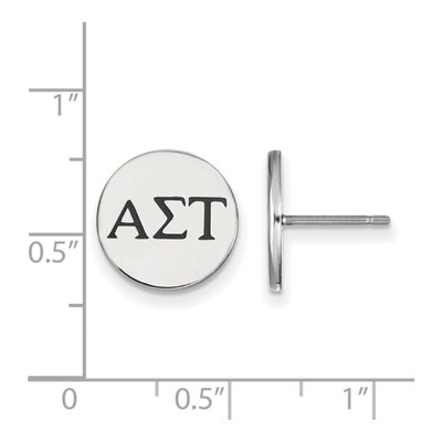 Alpha Sigma Tau Sterling Silver Sorority Greek Letters Black Enamel Stud Earrings – view 2