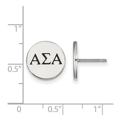 Alpha Sigma Alpha Sterling Silver Sorority Greek Letters Black Enamel Stud Earrings – view 2