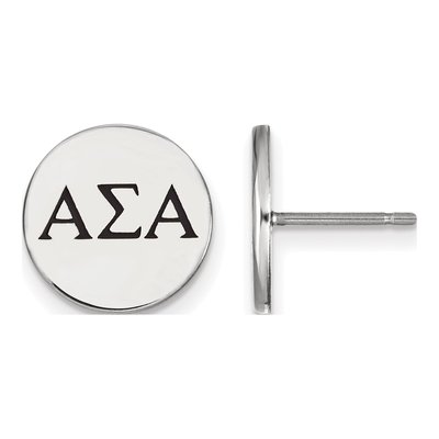 Alpha Sigma Alpha Sterling Silver Sorority Greek Letters Black Enamel Stud Earrings