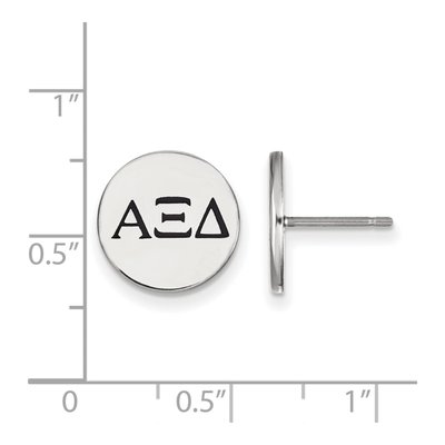 Alpha Xi Delta Sterling Silver Sorority Greek Letters Black Enamel Stud Earrings – view 2