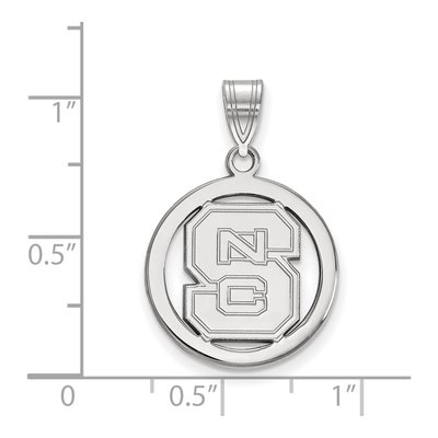 North Carolina State University Sterling Silver Small NC Wolfpack N-C-S Pendant – view 2