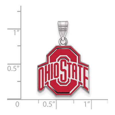 Ohio State University Sterling Silver Buckeyes Large Enameled Pendant – view 2