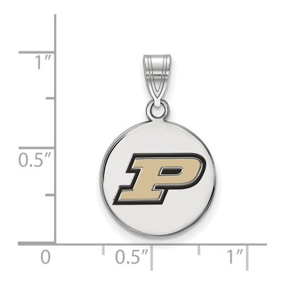 Purdue University Sterling Silver Medium Enamel Disc Letter P Pendant – view 2