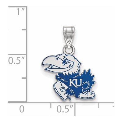 University of Kansas Sterling Silver Jayhawk Enamel Pendant – view 2