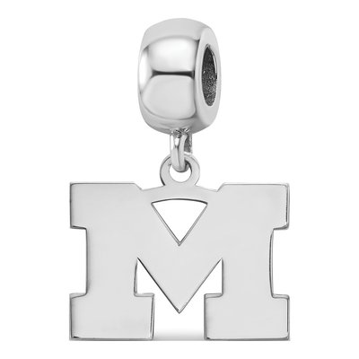 University of Michigan Sterling Silver Small Letter M Dangle Bead