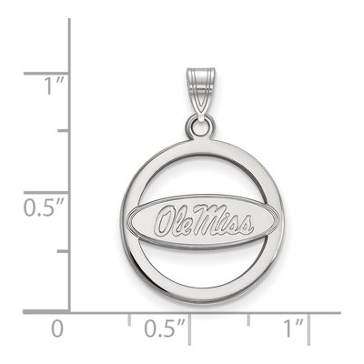 University of Mississippi Sterling Silver Ole Miss Medium Circle Pendant – view 2