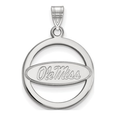University of Mississippi Sterling Silver Ole Miss Medium Circle Pendant