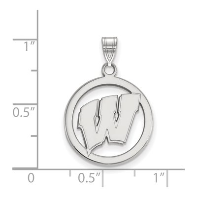 University of Wisconsin Sterling Silver Medium Badgers Letter W Pendant – view 2