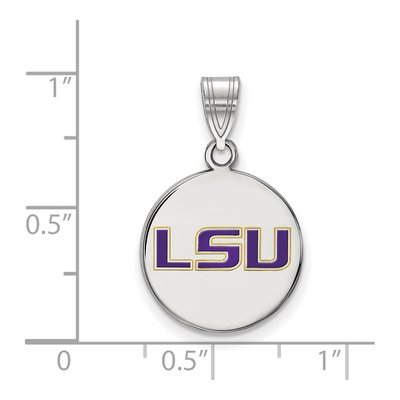 Louisiana State University Sterling Silver Medium LSU Enameled Disc Pendant – view 2