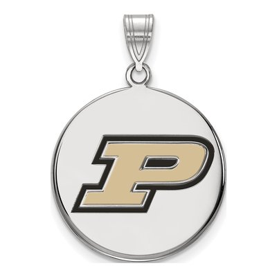 Purdue University Sterling Silver Large Enamel Letter P Pendant