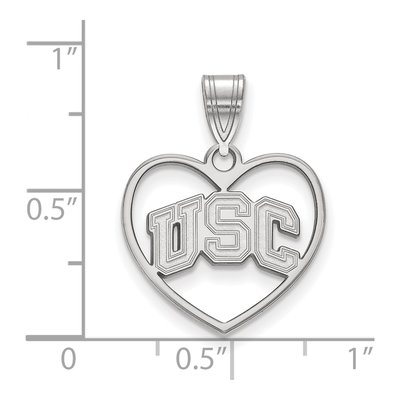 University of Southern California Sterling Silver Medium USC Trojans Heart Pendant – view 2