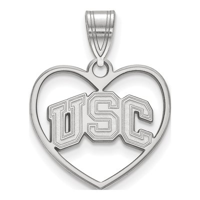 University of Southern California Sterling Silver Medium USC Trojans Heart Pendant