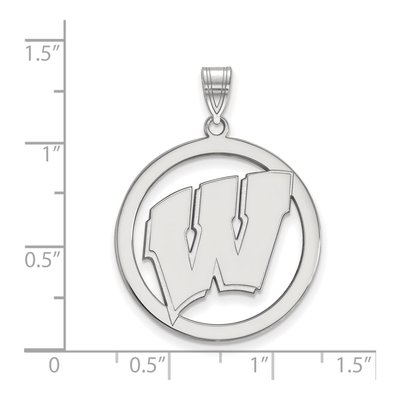 University of Wisconsin Sterling Silver Extra Large Circle Letter W Pendant – view 2