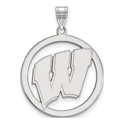 University of Wisconsin Sterling Silver Extra Large Circle Letter W Pendant