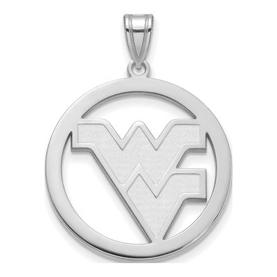 West Virginia University Sterling Silver W-V Extra Large Circle Pendant