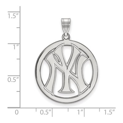 New York Yankees Sterling Silver Large NY N-Y Circle Pendant – view 2