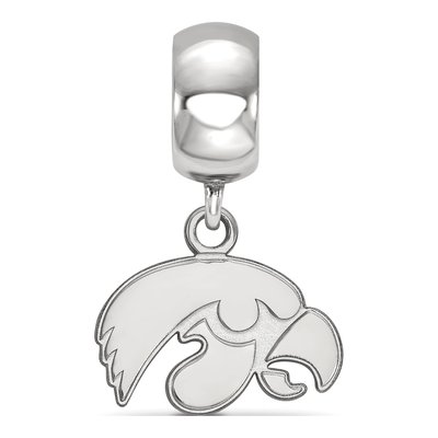 University of Iowa Sterling Silver Extra Small Hawk Dangle Bead – view 3